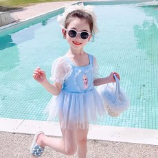 모모토리 여아 유아 어린이 프리즌 프릴 겨울왕국 공주 수영복 세트