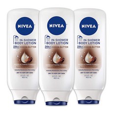 니베아 코코아버터 인샤워 끈적임없는 바디로션 13.5 oz(400ml) 3개묶음 NIVEA Cocoa Butter In-Shower Body Lotion Non-Sticky For Dry Skin, 3개, 400ml