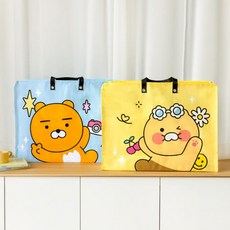 홈앤키즈 카카오프렌즈 KF 세이치즈 타포린백 L 대형 카카오 춘식이 라이언 지퍼 방수 캠핑 여행 가방 타포린 쇼핑백 에코백 장바구니 피크닉가방
