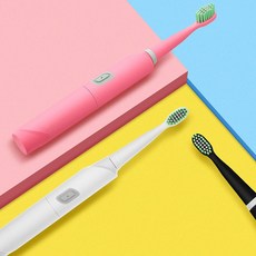 울트라 소닉 전동 칫솔 브러시 헤드 방수 스마트 진동 배터리 음파 치아 브러쉬 성인 칫솔 헤드, Pink