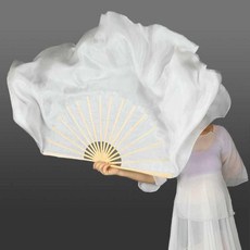 한국무용부채 너슬 부채춤 화이트 실크 전통 미술재료, 1개, 부채36cm 너슬30cm