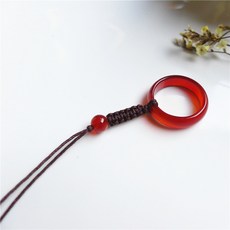 천연 아게이트 반지 핸드폰 장신구 목걸이 이어캡 USB메모리 걸개 밧줄 커플 펜던트, 1, 레드 아게이트 걸개 밧줄