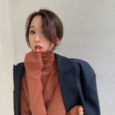 연컴퍼니 슬림폴라니트 여성 겨울 가을 심플 핏아우터 솔리드 무지 소프트 찰 이너 스웨터 보여 긴소매