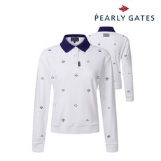파리게이츠 골프 pearlygatesgolf여성 배색 칼라 티셔츠 P521B3TO054_WH, 000, WH, 1개