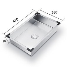 스테인레스 스틸 싱크 세면대 가정용 주방 단일 싱크대 간이, 410mmx260mm