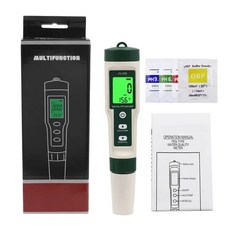 10-in-1 p-H 미터 테스터 디지털 수질 테스트 미터/비 백라이트 TDS/EC/SALT/TEMP/S.G/ORP/H2/Fertile Test, [02] Backlit style, 1개