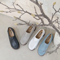 OLLIE 올리 소가죽 애니 펀칭 컴포트슈즈 5cm (OL-S02)