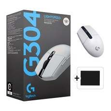 로지텍 G304 무선 마우스 게이밍 게임용 노트북 맥북 병행 + 스토리링크 마우스패드, G304 화이트 + 마우스패드