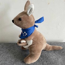 스카프 캥거루 인형 엄마 캥거루 3종 30-60cm 크리스마스 선물 인형, 38cm, 다크 브라운 캥거루 블루 스카프