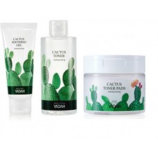 YADAH 선인장 스킨케어 키트 - 잔혹성 프리 비건 저자극 토너 7.1fl.oz 패드 5.07fl.oz 수딩 겔 3.7fl.oz., 1