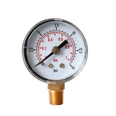 메니 폴더 폴드 게이지 에어컨가스 주입기 자동차 에어컨 냉매 디지털 40mm 면압 게이지 18 bspt 하단 마운트 153060.100160 200 300psi 암페어 공기 물, 15psi, 1개