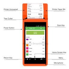 PDA POS WIFI 블루투스 4G PDA 안 드 로이드 6.0 POS 바코드 스캐너 리더 1D 열 영수증 프린터 58mm 핸드 헬드 POS 터미널 R|스캐너|, 미국(A12), 1개(A12), 4GNet 8GB 1D Scanner(A12)