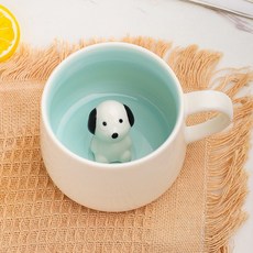 동물농장 머그컵 귀여운머그컵 예쁜머그컵 3D머그컵 밀크글라스, 강아지, 1개