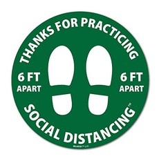 Milweb1 - Thank you for practicing social distance 6 feet Apartment Removal Sticke (12"x12" Green), 12"x12", Green