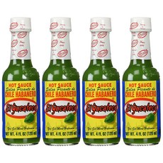 El Yucateco Sauce Habanero Green Hot - 4 Ounce (Pack of 4) 엘 유카테코 소스 하바네로 그린 핫 - 4온스(4팩), 1개, 118.3g