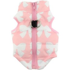 스몰리LUCKYSTORE 작은 강아지 고양이 집업 패딩 코트 치와와 요키 따뜻한 옷 파란색 L, L(chest 17.7" Back 15.0"), Pink Bow