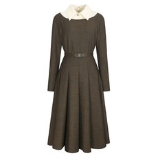 [백화점판] JJ지고트 배색 칼라 플리츠 원피스 하객룩 데이트룩