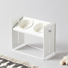  펫토 각도조절 쑥쑥 식기테이블, 2구, 높은형 화이트 