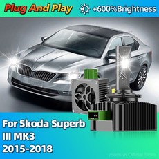 6000K LED 헤드라이트 HID D3S 터보 캔버스 자동차 전구 스코다 슈퍼 III MK3 더 긴 수명 램프 30000LM, [01] Superb MK3 2015-18, 1개