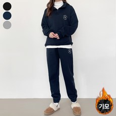 바비팩토리 여성용 안감 따뜻 기모 상하의세트! 기모 반집업 맨투맨 / 기모 밴드 조거 팬츠 바지 트레이닝 세트