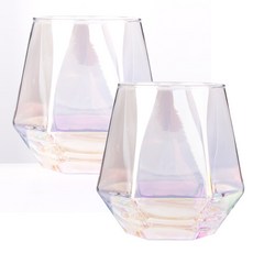 오로라 다이아몬드잔 300ml[2개] 위스키 온더락 언더락잔 맥주 하이볼 내열 홀로그램 칵테일컵, 2개