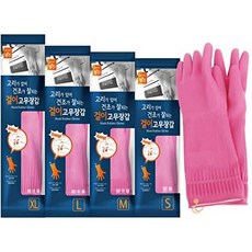 명진 (2 쌍) 재사용 가능한 방수 가정용 식기 세척 미끄럼 방지 클리닝 고무 장갑 (행 건조 고리 포함) (, One Color_Medium, One Color_Medium