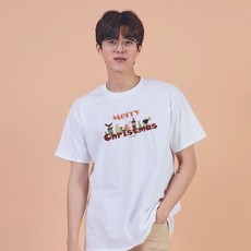 키밍 크리스마스 동물 그래픽 캐쥬얼 반팔티 힙합룩 반팔티남자 패밀리시밀러룩 가족사진코디 예쁜티