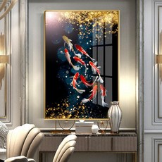 바이소 협력사 구어도 생기 비단 잉어 그림 액자 12종 40x60, 알루미늄 샴페인 골드