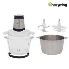 [EVERYVING] 에브리빙 멀티 전동 다지기 대용량 2.5L 풀세트 EM-CP251 (마늘박피기 포함), 1세트
