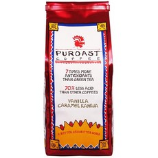 Puroast Low Acid Ground Coffee 바닐라 카라멜 칼루아 맛 고 산화 방지제 12 온스 백