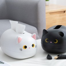 고양이 핸드타올 티슈 휴지 케이스, 귀여운 고양이 휴지케이스-블랙, 1개