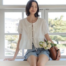 틸아이다이 Front ribbon point blouse_Ivory - 틸아이다이셔츠