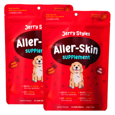 동물병원 강아지 피부 피모 영양제 제리스타일스 알러스킨 파우치 153g 51chews, 51정, 피부/피모, 2개
