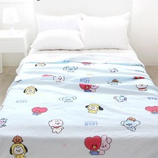 BT21 베이비 곁이불 홑이불 여름이불 시원한이불 낮잠이불(스카이블루)1100