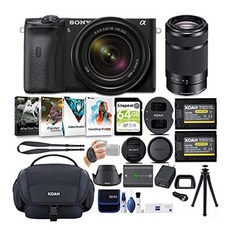 18-135mm 및 55-210mm 렌즈가 포함된 sony alpha a6600 aps-c 미러리스 ilc 번들(8개 항목)