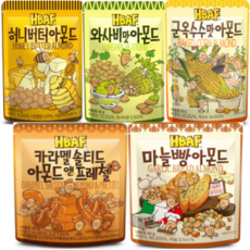 길림양행 HBAF 바프아몬드 40g 5종 2세트 묶음: 허니버터2pcs 와사비2pcs 군옥수수2pcs 마늘빵2pcs 카라멜아몬드앤프레첼2pcs, 5종 2세트 (10개)