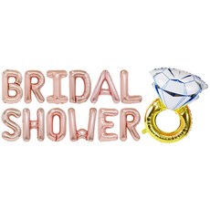 고백하는날 브라이덜샤워 BRIDAL SHOWER 반지 컨페티풍선 세트, 1세트, 06.로즈골드 BRIDAL SHOWER은박+반지