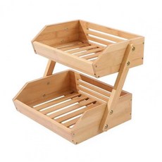 정리함 쌓을 수 있는 나무 과일 바구니 양파용 주방용 향신료, Wooden Color, S, 1개