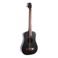 Deluxe KLOS Black Carbon Fiber Travel Acoustic Electric Guitar Kit with Gig Bag Strap Capo and more, 1개