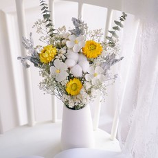 우철랩(주) 유갈리 로즈 프리저브드꽃다발 INS 실내 진열 장식품 천연 진짜 데이지, 엘로 데이지 프리저브드꽃다발 _꽃병