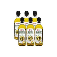 백설 식용유 압착 올리브유 500mL x 6개