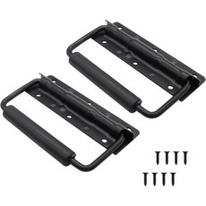 피투야르 4.9인치 스프링 로드 핸들 헤비 듀티 표면 마운트 공구함 박스 블랙 2Pc 용 고무 그립이 있는 접이식, 2
