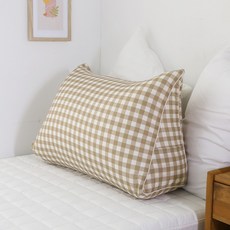 우디체크삼각등받이쿠션소형대형등쿠션