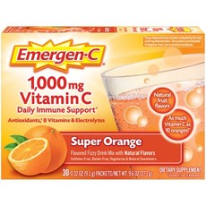 이멀전 씨 Emergen-C 1000Mg Vitamin C Powder for Immune Support Super Orange - 30 포, 1개, 273g