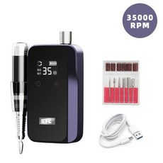 휘니샤 기계 미장 바닥 35000RPM 네일 드릴 전문 선반 아크릴 젤 광택제 충전식 살롱 장비, 1개, 02 Blue