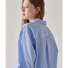론론 RONRON ROUND COLLAR POCKET SHIRT BLUE STRIPE 406756