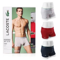 [라코스테 언더웨어] LF102 라이트그레이.레드.네이비 3PACK