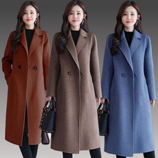 코트 여성 가을 겨울 고급 모직 울 기모 무지 심플 루즈핏 단아한 매력 간절기 롱 점퍼 정장 아우터 정장 빅사이즈 3xl 캐주얼 패션 데일리 트렌치코트 자켓