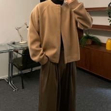 르위 데일리 라운드 울 크롭 가디건