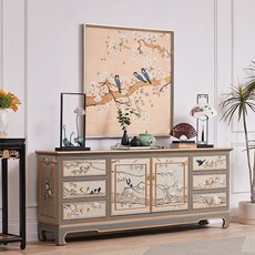 영국엔틱가구 파인 인테리어 전통 주방 수납, 1800x400x900mm 향수 샴페인 실버, 이중문, 이중문